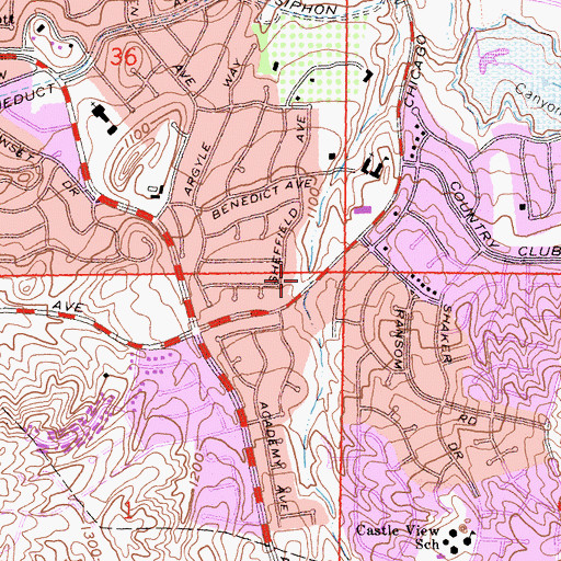 Topographic Map of Bridges Christian Fellowship Church, CA