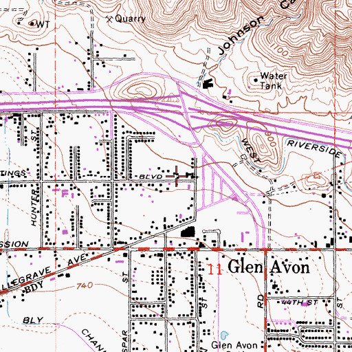 Topographic Map of Calvary Chapel of Jurupa Valley, CA
