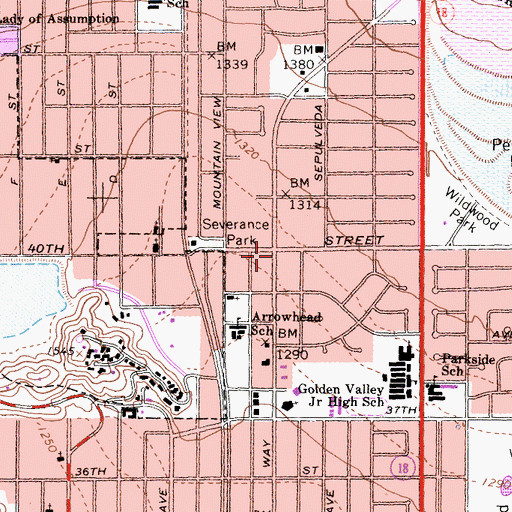 Topographic Map of Campus Crusade For Christ Church, CA