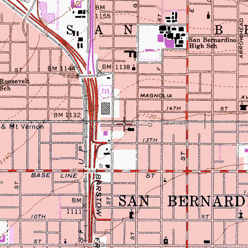 Topographic Map of Central City Lutheran Mission, CA