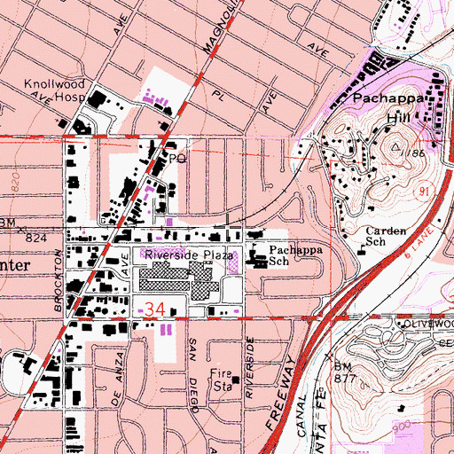 Topographic Map of Church of Christ of Magnolia Center, CA