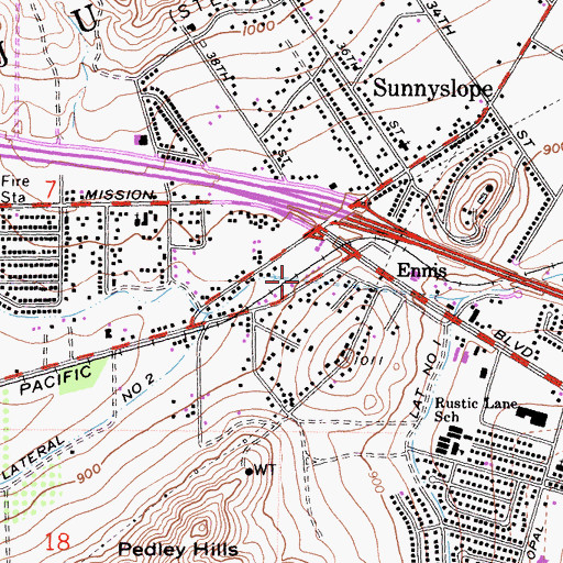 Topographic Map of Glen Avon Church of Christ, CA