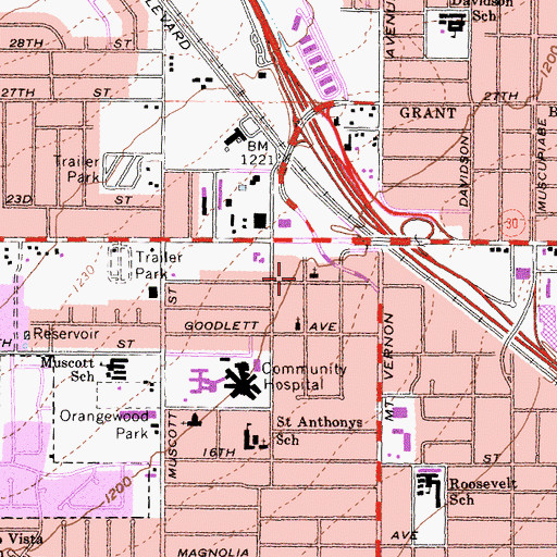 Topographic Map of Greater New Jerusalem Church of God in Christ, CA
