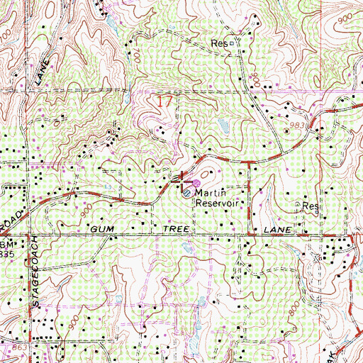 Topographic Map of Martin Reservoir, CA