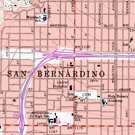 Topographic Map of Iglesia Luterana la Santisima Trinidad, CA