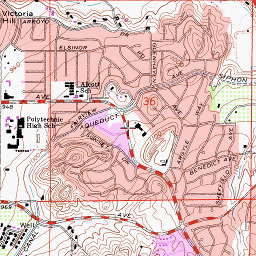 Topographic Map of Immanuel Lutheran Church, CA
