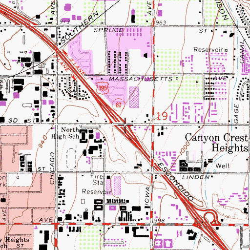 Topographic Map of Inner City Baptist Church, CA