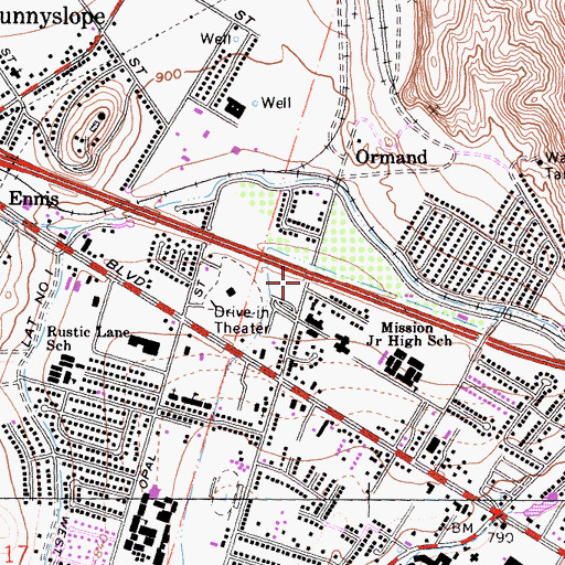 Topographic Map of Kingdom Hall of Jehovahs Witnesses, CA