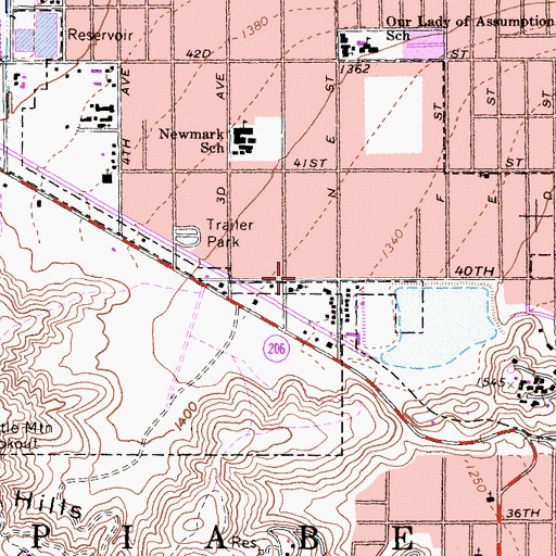 Topographic Map of Kingdom Hall of Jehovahs Witnesses, CA