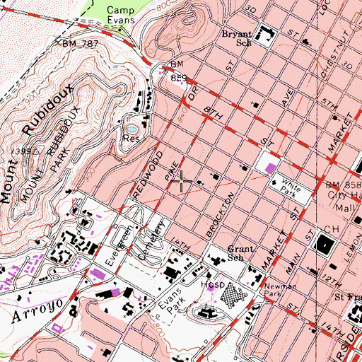 Topographic Map of Living Word Christian Center, CA
