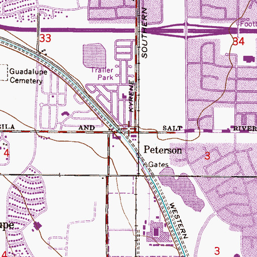 Topographic Map of Peterson, AZ