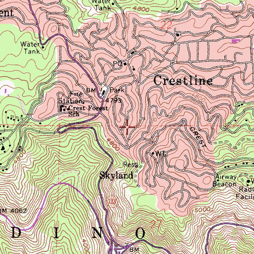 Topographic Map of Lake Gregory Learning Academy, CA
