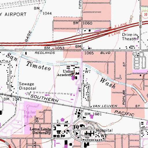 Topographic Map of Loma Linda Academy, CA