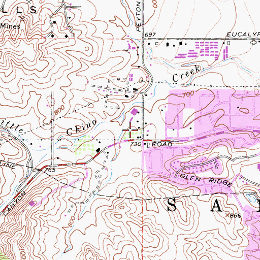 Topographic Map of Loving Savior Lutheran School, CA