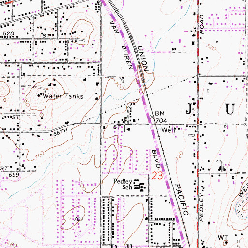 Topographic Map of Mira Loma Christian School, CA