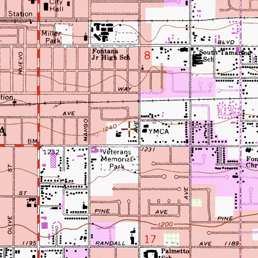Topographic Map of Mountain View Christian Preschool and Kindergarten, CA