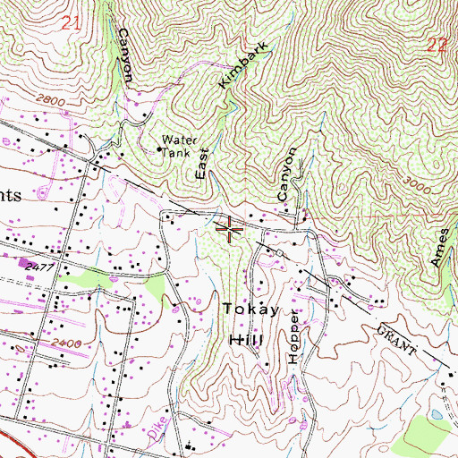 Topographic Map of Mountainside Private School, CA