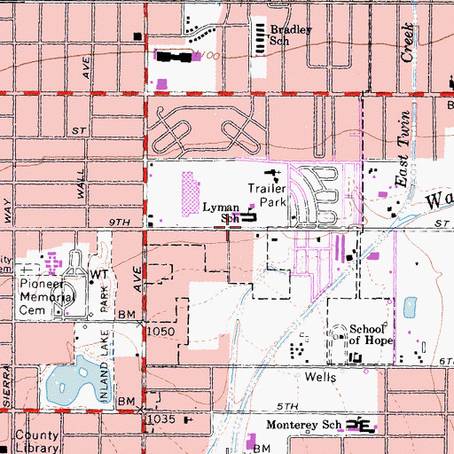 Topographic Map of Neal Roberts Elementary School, CA