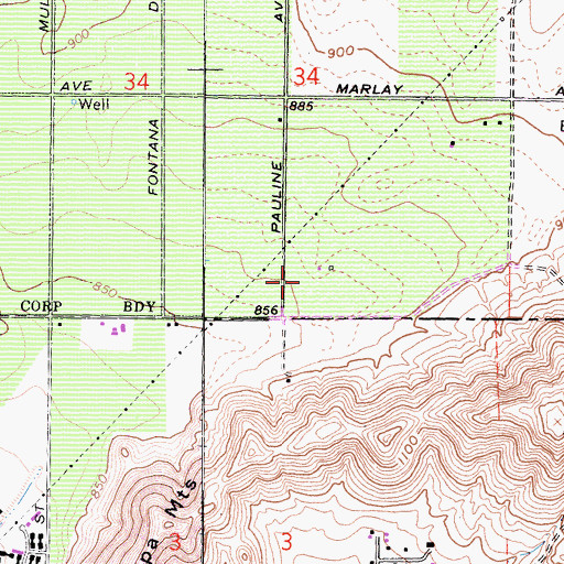 Topographic Map of Oak Park Elementary School, CA