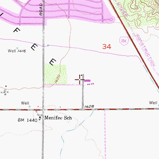 Topographic Map of Oliver Christian School Center, CA