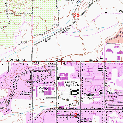 Topographic Map of Panorama Christian School, CA