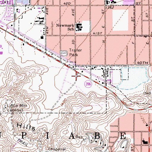 Topographic Map of Petros Christian Academy, CA