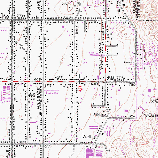 Topographic Map of Precious Cargo Christian Academy, CA