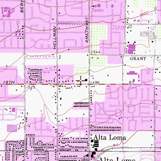 Topographic Map of Rancho Heritage School, CA