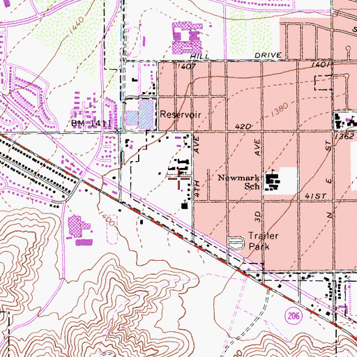 Topographic Map of Regency High at Shandin Hills, CA