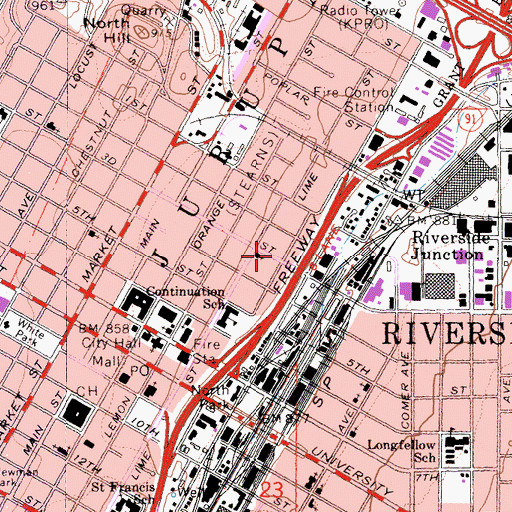 Topographic Map of Riverside Preparatory Academy, CA