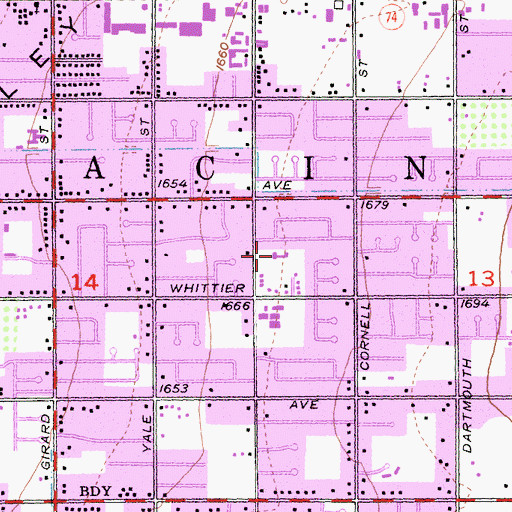 Topographic Map of Saint John's Lutheran School, CA