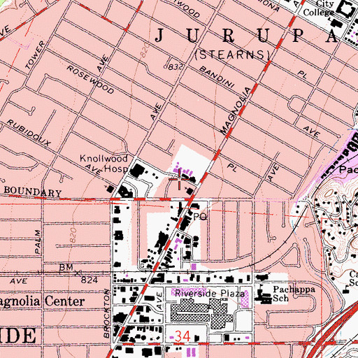 Topographic Map of Saint Paul Evangelical Lutheran School, CA