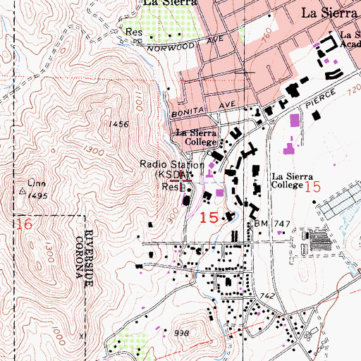 Topographic Map of Sam Pasqual School House, CA