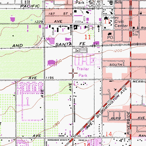 Topographic Map of Sam V Curtis Elementary School, CA