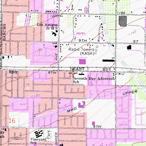Topographic Map of San Antonio Christian School, CA