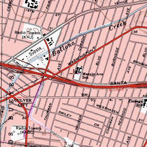 Topographic Map of Marvin Elementary School, CA
