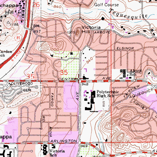 Topographic Map of Temple Beth El Child Development Center, CA