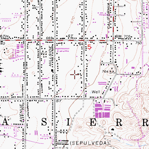 Topographic Map of Town and Country Day School, CA