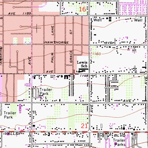 Topographic Map of Truth Tabernacle Christian Academy, CA