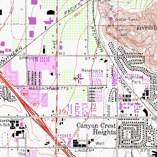 Topographic Map of University Heights Middle School, CA