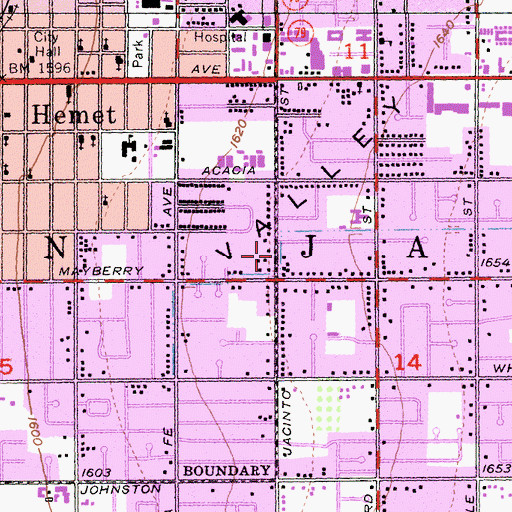 Topographic Map of Valley Christian School, CA