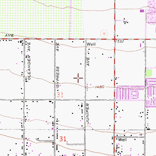 Topographic Map of Wayne Ruble Middle School, CA