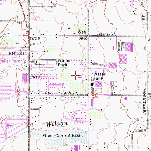 Topographic Map of Wilson Creek High School, CA