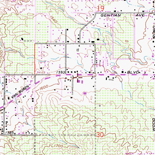 Topographic Map of Woodcrest Christian Church, CA