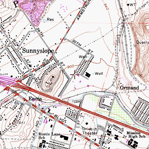 Topographic Map of Mount Rubidoux Convalescent Hospital, CA