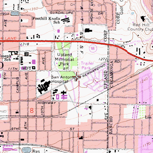 Topographic Map of Upland Health South Surgery Center, CA