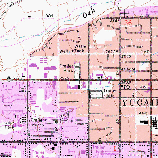 Topographic Map of Yucaipa Family Clinic of Redlands Community Hospital, CA