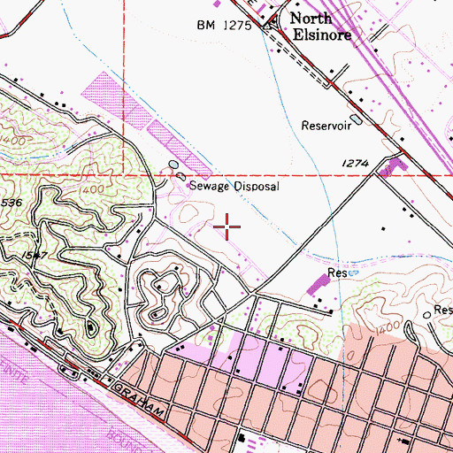 Topographic Map of Elsinore Valley Regional Sewage Treatment Plant, CA