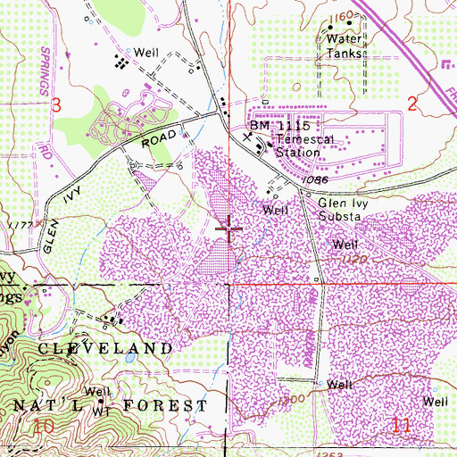 Topographic Map of Glen Ivy Hot Springs Water Treatment Plant, CA