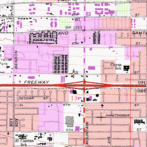Topographic Map of Mountain Green Center Shopping Center, CA
